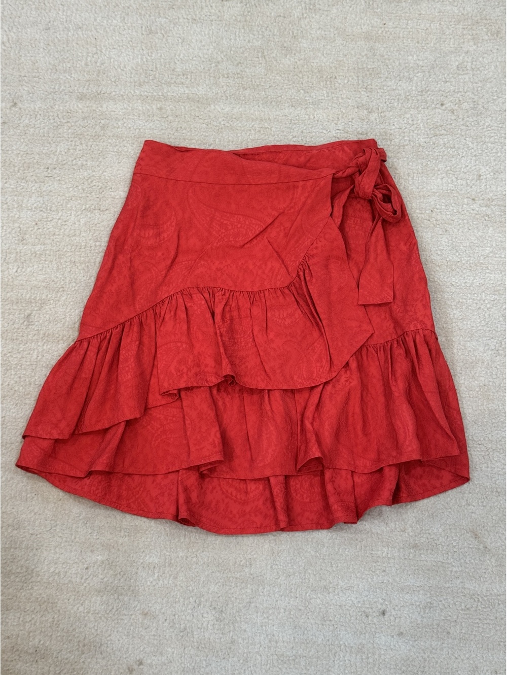 Maje Red Ruffle Mini Skirt NWT